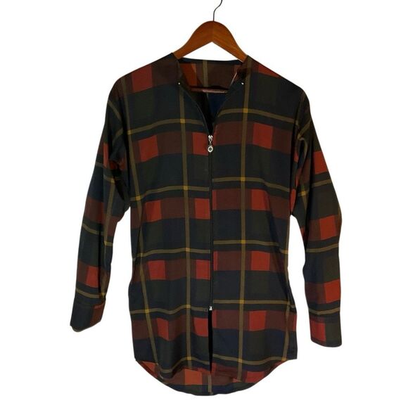 Plaid Zip up Overshirt, Small Evil Eye Zip Pull. Tunic. Dark Academia - Picture 10 of 11